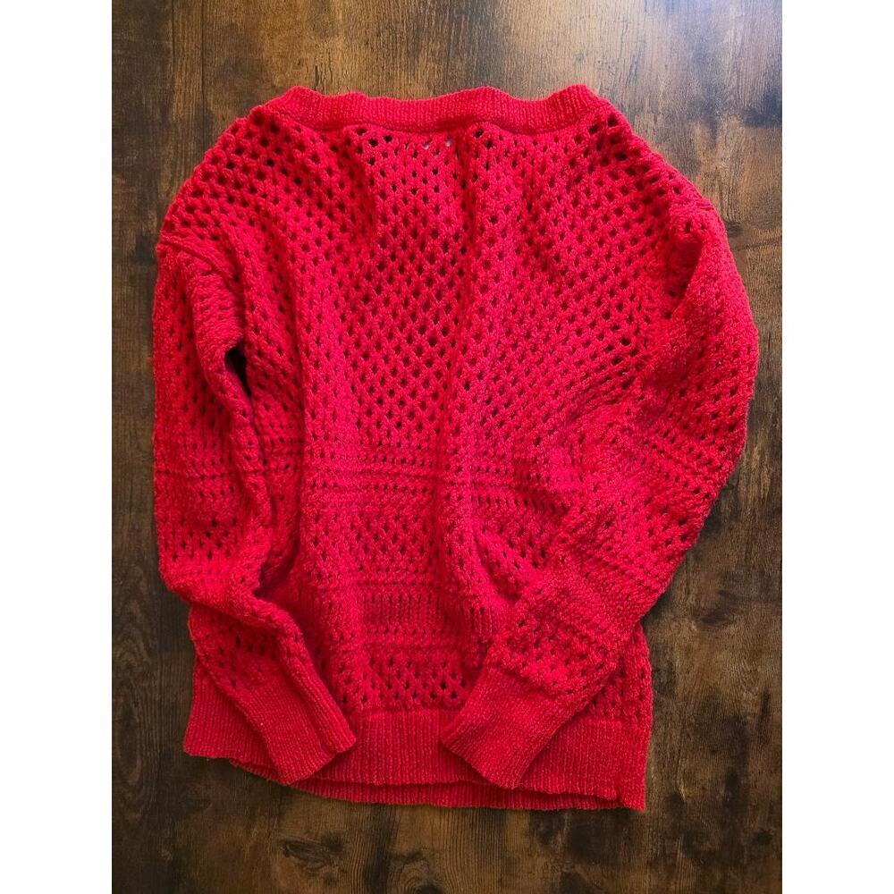✨ 2012 American Eagle Open-Knit Lightweight Sweater – Red (M) - Picture 4 of 6